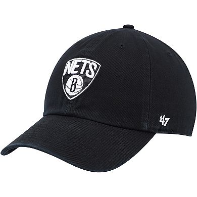 Men's '47 Black Brooklyn Nets Team Clean Up Adjustable Hat