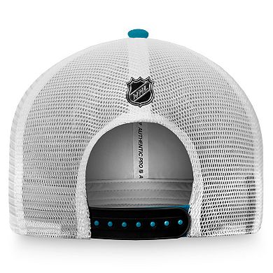 Men's Fanatics Branded Teal/White San Jose Sharks Authentic Pro Rink Trucker Snapback Hat