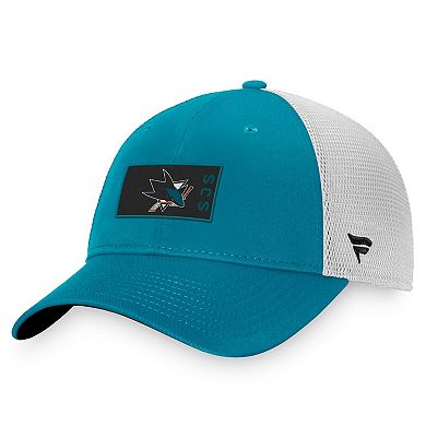 Men's Fanatics Branded Teal/White San Jose Sharks Authentic Pro Rink Trucker Snapback Hat