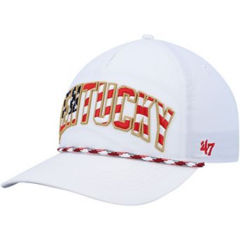 Men's '47 White Kentucky Wildcats Stars and Stripes Flag Flutter Hitch Snapback Hat