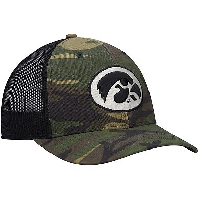 Men's '47 Camo/Black Iowa Hawkeyes Team Logo Trucker Snapback Hat