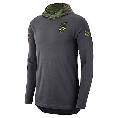 Men's Nike Anthracite Oregon Ducks Military Long Sleeve Hoodie T-Shirt