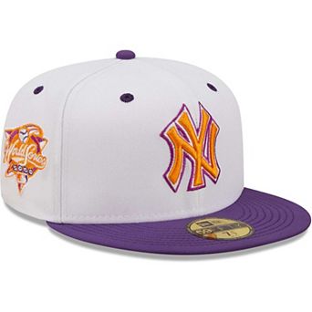 Men's New Era White/Purple New York Yankees 2000 World Series Grape Lolli 59FIFTY Fitted Hat