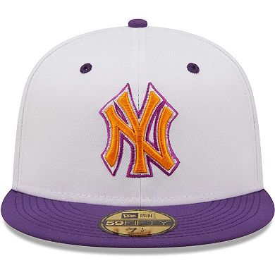 Men's New Era White/Purple New York Yankees 2000 World Series Grape Lolli 59FIFTY Fitted Hat