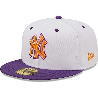 Men's New Era White/Purple New York Yankees 2000 World Series Grape Lolli 59FIFTY Fitted Hat