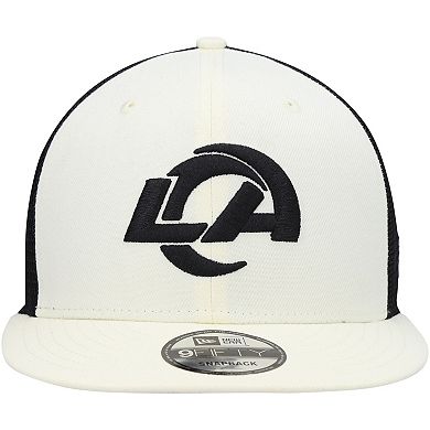 Men's New Era Cream/Black Los Angeles Rams Chrome Collection 9FIFTY Trucker Snapback Hat