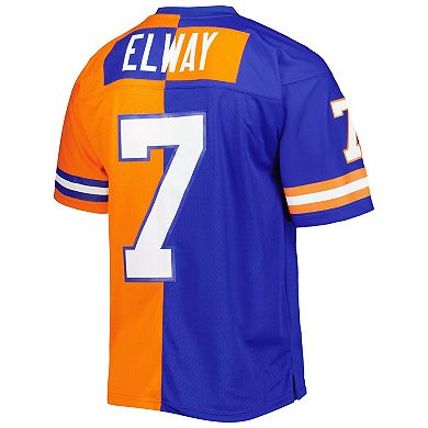 Men's Mitchell & Ness John Elway Royal/Orange Denver Broncos 1990 Split Legacy Replica Jersey