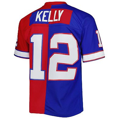 Men's Mitchell & Ness Jim Kelly Royal/Red Buffalo Bills 1990 Split Legacy Replica Jersey