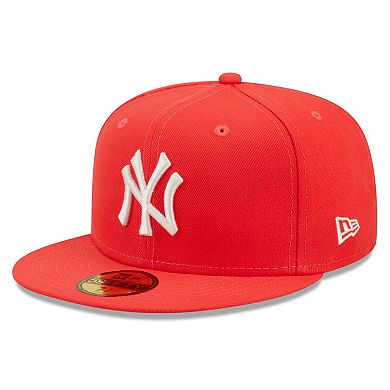 Men's New Era Red New York Yankees Lava Highlighter Logo 59FIFTY Fitted Hat