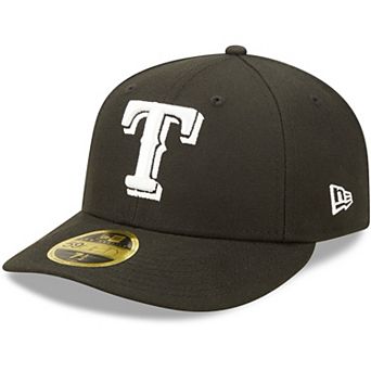Men's New Era Texas Rangers Black & White Low Profile 59FIFTY Fitted Hat