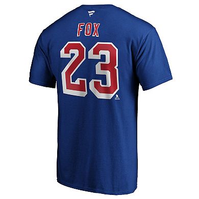 Men's Fanatics Branded Adam Fox Blue New York Rangers Authentic Stack Name & Number T-Shirt