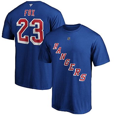 Men's Fanatics Branded Adam Fox Blue New York Rangers Authentic Stack Name & Number T-Shirt