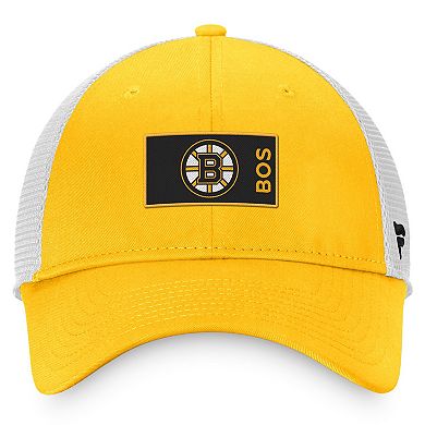 Men's Fanatics Branded Gold/White Boston Bruins Authentic Pro Rink Trucker Snapback Hat