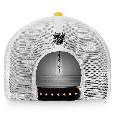 Men's Fanatics Branded Gold/White Pittsburgh Penguins Authentic Pro Rink Trucker Snapback Hat