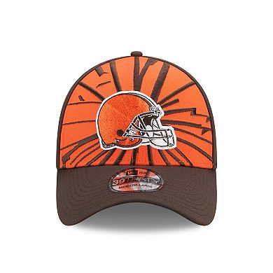 Men's New Era Orange/Brown Cleveland Browns Shattered 39THIRTY Flex Hat