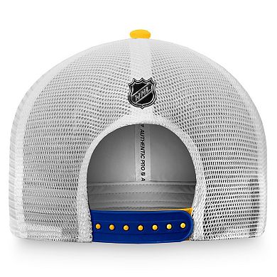 Men's Fanatics Branded Gold/White St. Louis Blues Authentic Pro Rink Trucker Snapback Hat