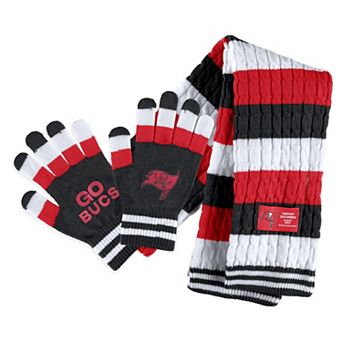 Women's WEAR by Erin Andrews Tampa Bay Buccaneers Striped Scarf & Gloves Set