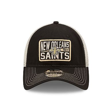 Men's New Era Black/Natural New Orleans Saints Devoted Trucker 9TWENTY Snapback Hat