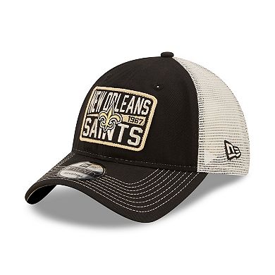 Men's New Era Black/Natural New Orleans Saints Devoted Trucker 9TWENTY Snapback Hat