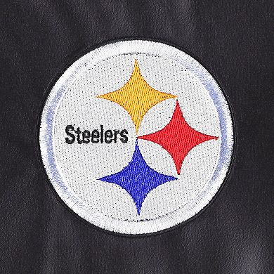 Men's The Wild Collective Black Pittsburgh Steelers Metallic Bomber Full-Snap Jacket