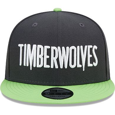 Men's New Era Charcoal/Green Minnesota Timberwolves Jersey Hook Statement Edition 9FIFTY Snapback Hat