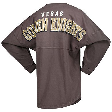 Women's Fanatics Branded Charcoal Vegas Golden Knights Spirit Lace-Up V-Neck Long Sleeve Jersey T-Shirt