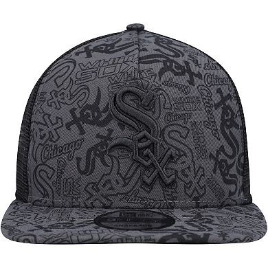 Men's New Era Black Chicago White Sox Repeat A-Frame 9FIFTY Trucker Snapback Hat