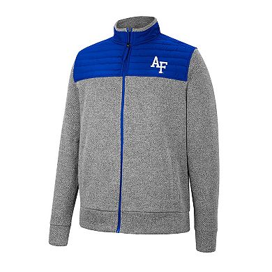 Men's Colosseum Gray/Royal Air Force Falcons Putter Herringbone Full-Zip Jacket