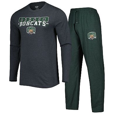 Men's Concepts Sport Green/Charcoal Ohio Bobcats Meter Long Sleeve T-Shirt & Pants Sleep Set