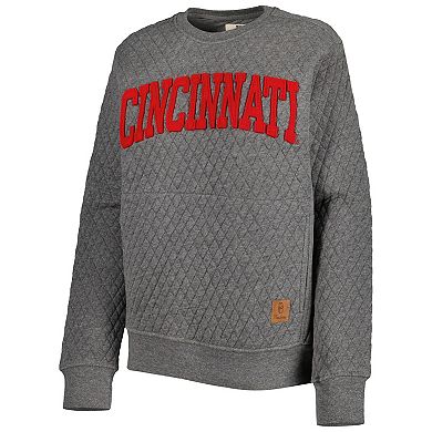 Women's Pressbox Heather Charcoal Cincinnati Bearcats Moose Quilted Pullover Sweatshirt