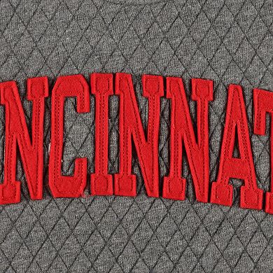 Women's Pressbox Heather Charcoal Cincinnati Bearcats Moose Quilted Pullover Sweatshirt