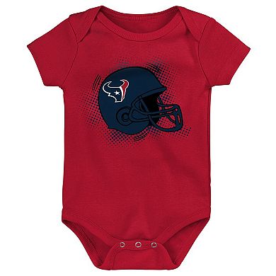 Infant Navy/Red/Heathered Gray Houston Texans 3-Pack Game On Bodysuit Set