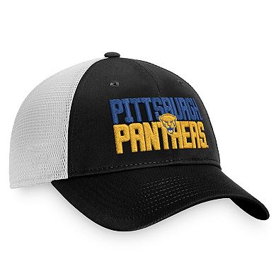 Men's Top of the World Black/White Pitt Panthers Stockpile Trucker Snapback Hat