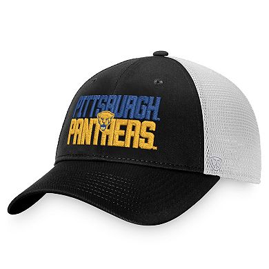 Men's Top of the World Black/White Pitt Panthers Stockpile Trucker Snapback Hat