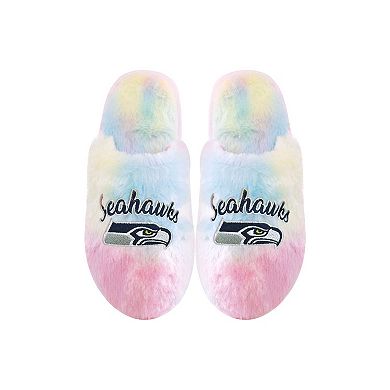 Youth FOCO Seattle Seahawks Rainbow Script Slippers