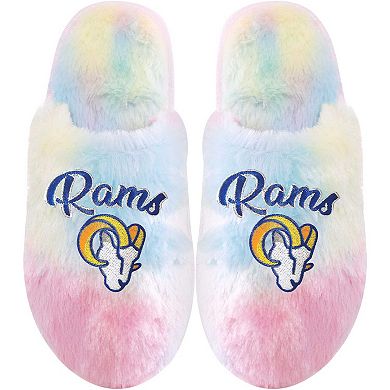 Youth FOCO Los Angeles Rams Rainbow Script Slippers