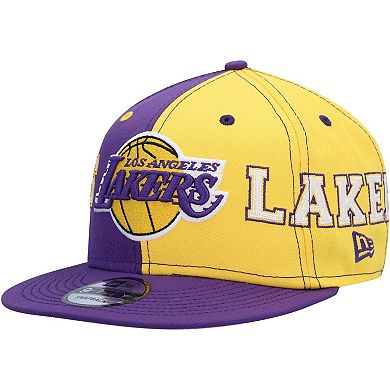 Men's New Era Purple/Gold Los Angeles Lakers Team Split 9FIFTY Snapback Hat