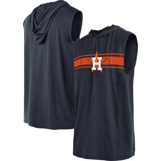 Men's New Era Heather Navy Houston Astros Sleeveless Pullover Hoodie