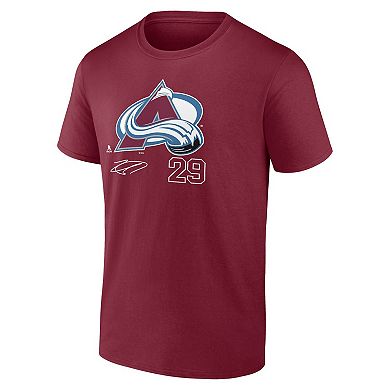 Men's Fanatics Branded Nathan MacKinnon Burgundy Colorado Avalanche Name and Number T-Shirt