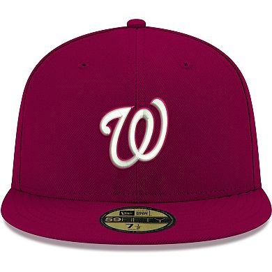 Men's New Era Cardinal Washington Nationals White Logo 59FIFTY Fitted Hat