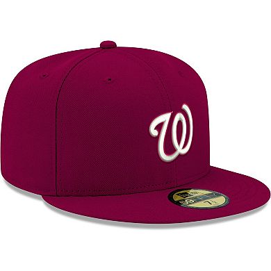 Men's New Era Cardinal Washington Nationals White Logo 59FIFTY Fitted Hat