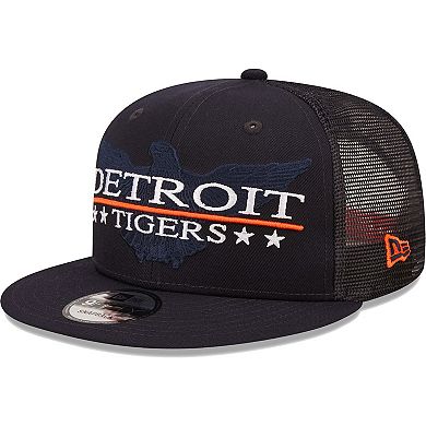 Men's New Era Navy/Black Detroit Tigers Patriot Trucker 9FIFTY Snapback Hat