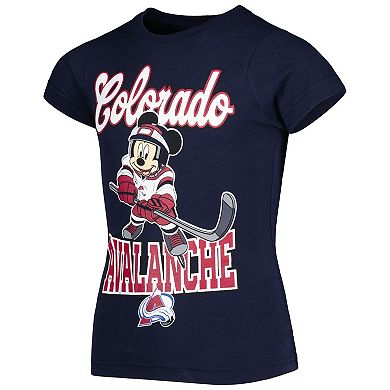 Girls Youth Navy Colorado Avalanche Mickey Mouse Go Team Go T-Shirt