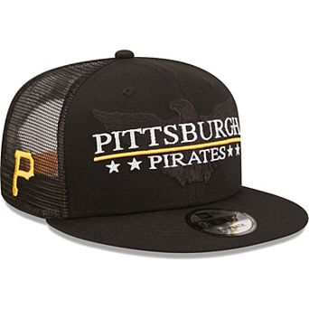 Men's New Era Black Pittsburgh Pirates Patriot Trucker 9FIFTY Snapback Hat