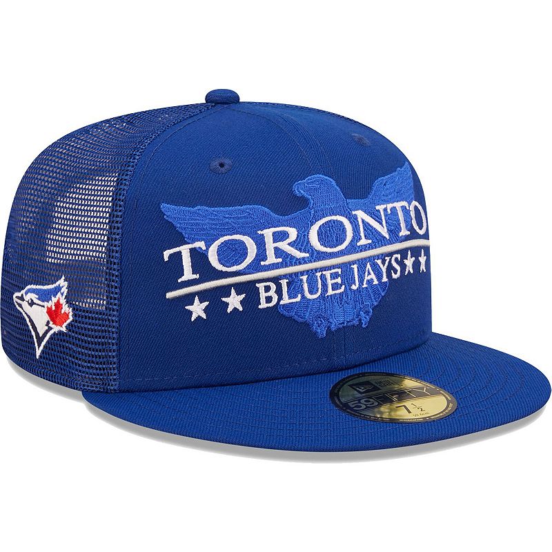 Men's New Era Royal Toronto Blue Jays Patriot Trucker 9FIFTY Snapback Hat, Jay Blue