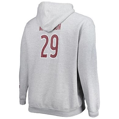 Men's Nathan MacKinnon Heather Gray Colorado Avalanche Big & Tall Player Pullover Hoodie