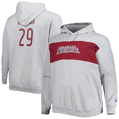 Men's Nathan MacKinnon Heather Gray Colorado Avalanche Big & Tall Player Pullover Hoodie
