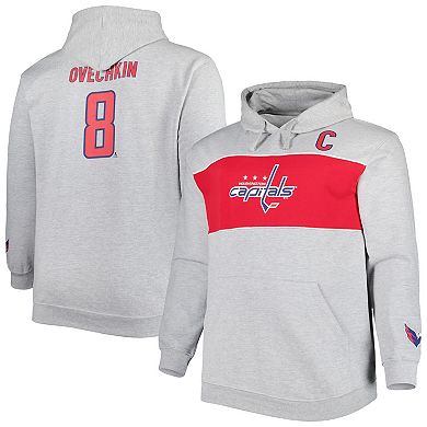 Men's Alexander Ovechkin Heather Gray Washington Capitals Big & Tall Player Pullover Hoodie
