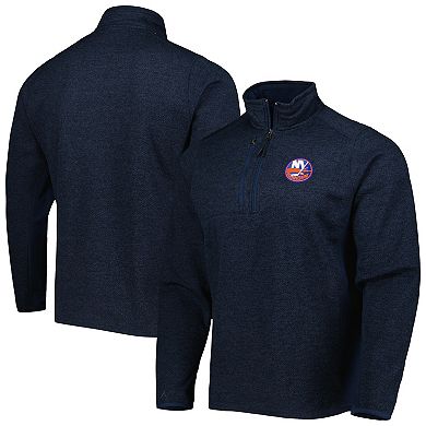 Men's Antigua Heathered Navy New York Islanders Course Quarter-Zip Jacket