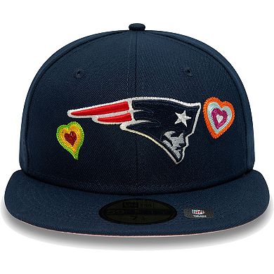 Men's New Era Navy New England Patriots Chain Stitch Heart 59FIFTY Fitted Hat